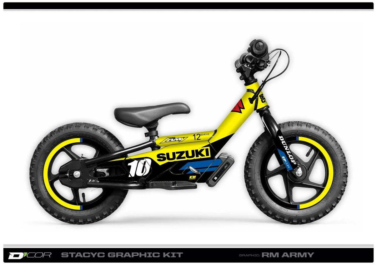 STACYC Graphic Kit - Suzuki 16" Stacyc 16e - Suzuki Yellow STACYC Graphics D-COR